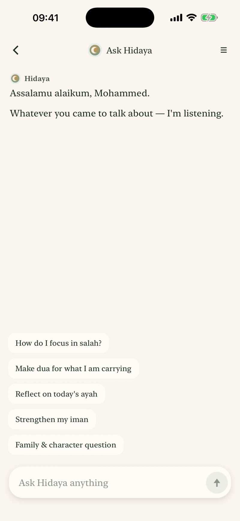 Ask Hidaya chat